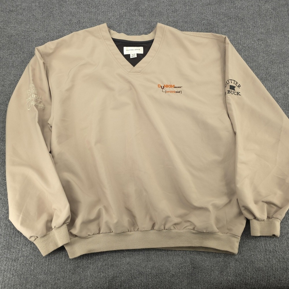 Cutter & Buck Jacket Mens XL Tan Windbreaker Golf‎ Lightweight Dunkin Logo Promo
